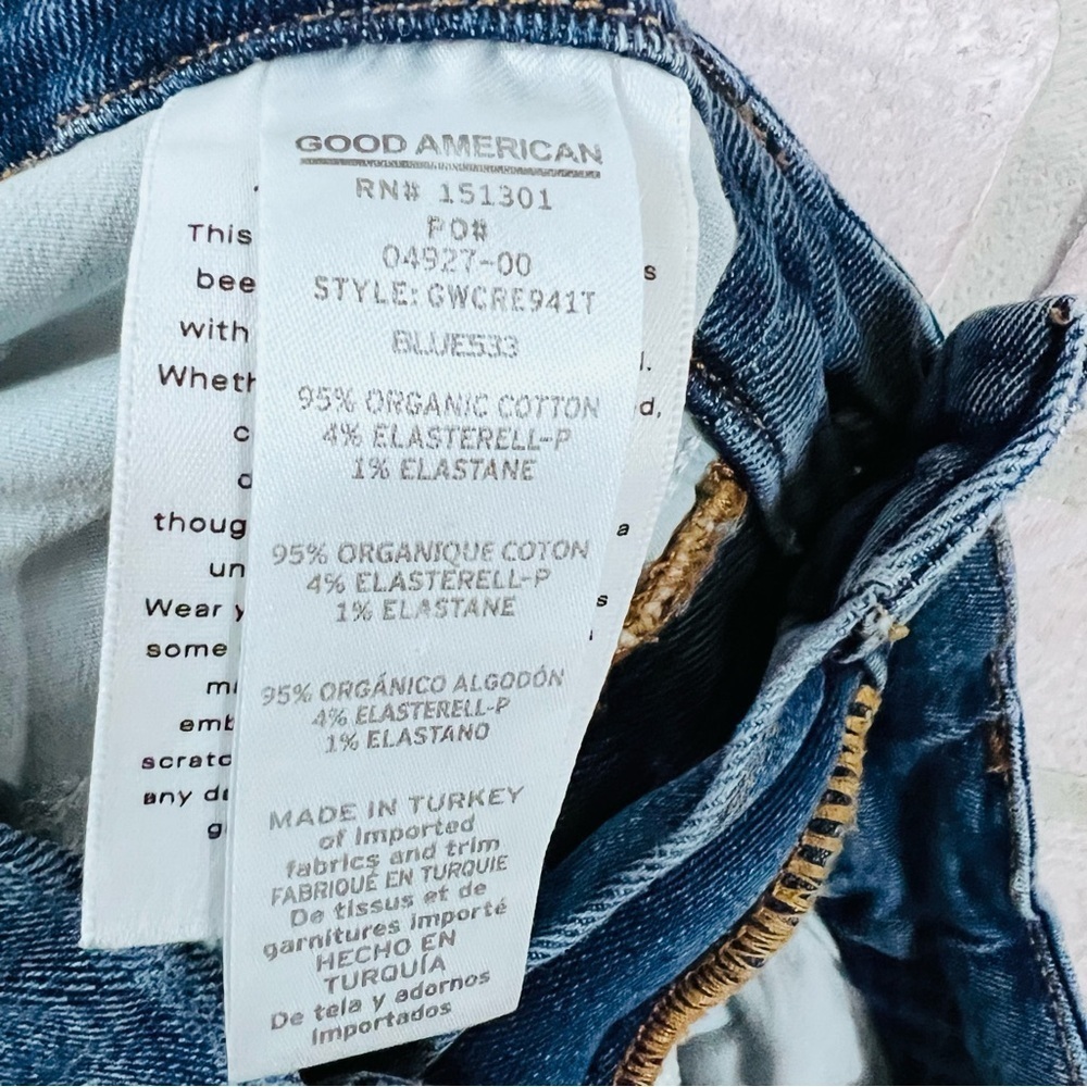 Good American Good Waist Crop Distressed Raw Hem Skinny Jeans Blue 533 Size 2/26 - Picture 9 of 9